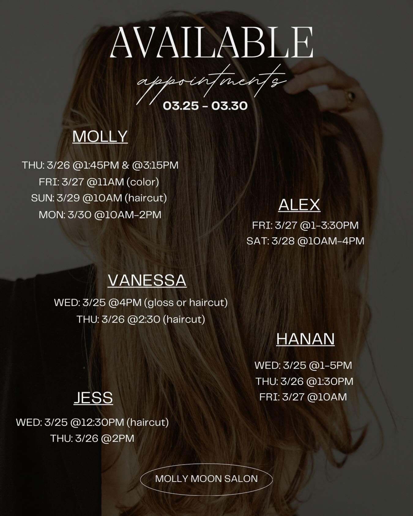 We have a few openings left through March 30 ✨
Call to book your appointment🤍🤍