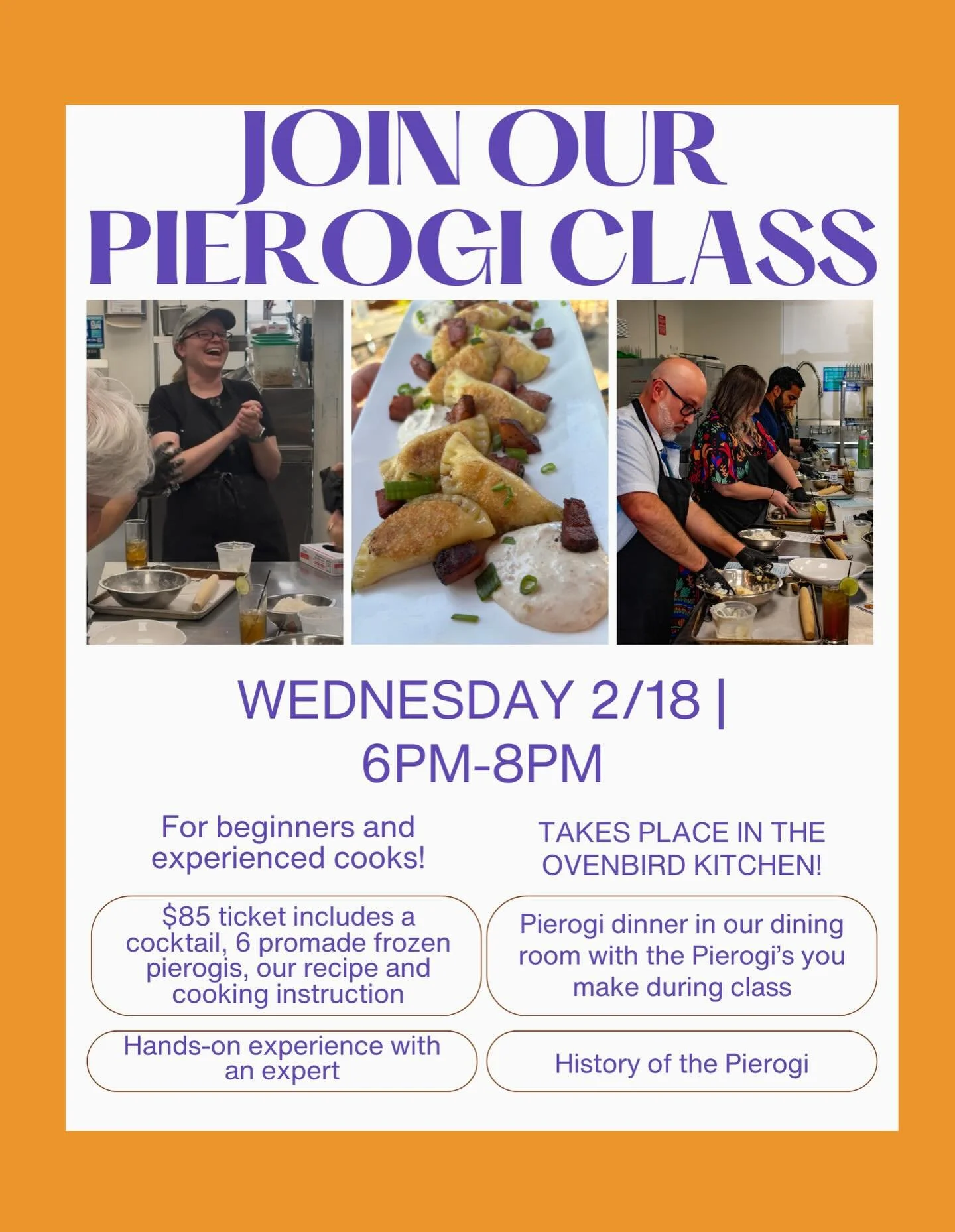 Pierogi lovers, unite! Join us next Wednesday at 6pm for our Pierogi Class, where you'll learn about the rich history of pierogis, enjoy some tasty cocktails, and even shape your own dumplings. We can't wait to see you there! 🥟🫶