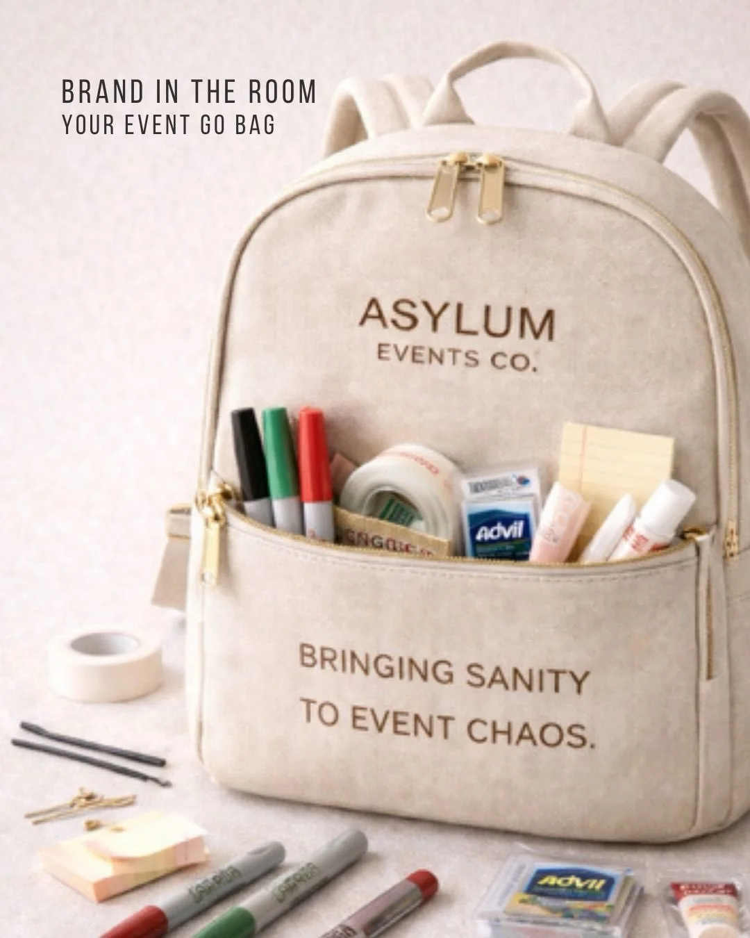 Brand in the Room | YOUR Planner Go Bag

Branding lives in the details.

Your planner emergency kit is always in the room during load-in, setup, and every behind-the-scenes moment that keeps an event running smoothly.

So don&rsquo;t forget to bring 