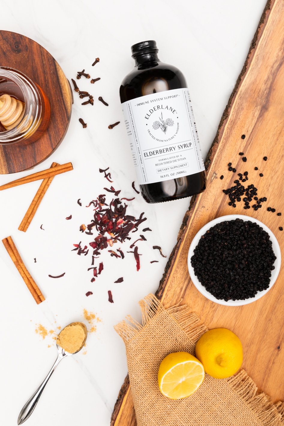 Product photography ideas for elderberry products.