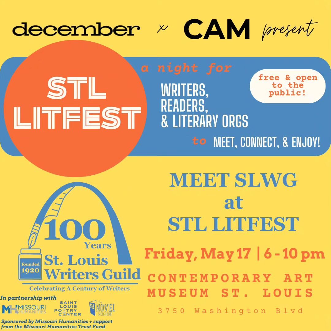 SLWG will be at STL LITFEST this Friday, May 17, from 6-10pm at the Contemporary Art Museum! 

#slwg #stlwritersguild #stllitfest #Writers #writingcommunity #books #readersofinstagram #writersofinstagram #stl #stlouis