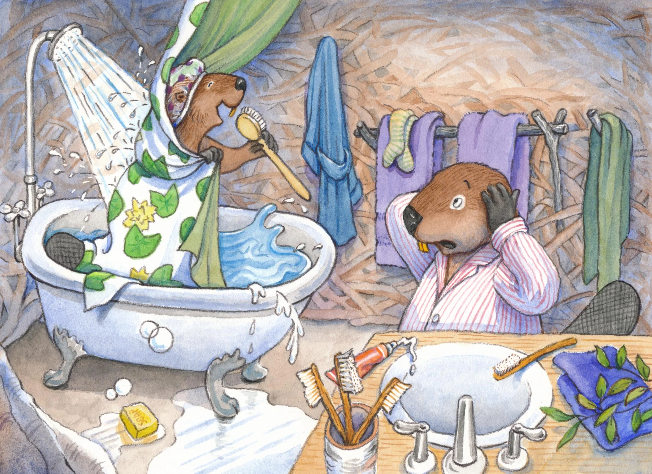 Beaver singing in shower
