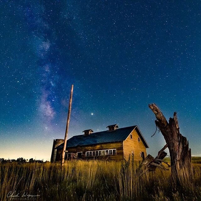 First attempt at astro photography....capturing The Milky Way setting over an abandoned farm house in rural Colorado.  This is a completely different experience setting up a shot in the dark.  Long exposures and faint light from the headlights of pas