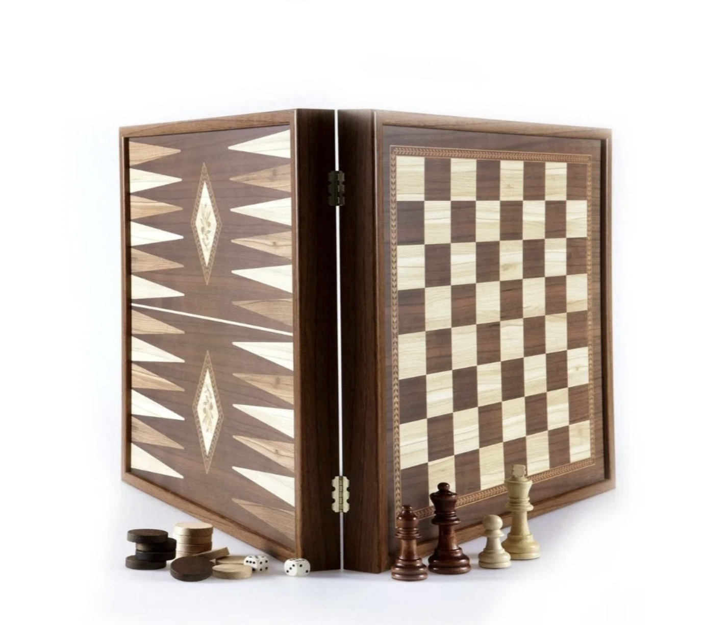 Coffret 2-en-1 backgammon et échecs