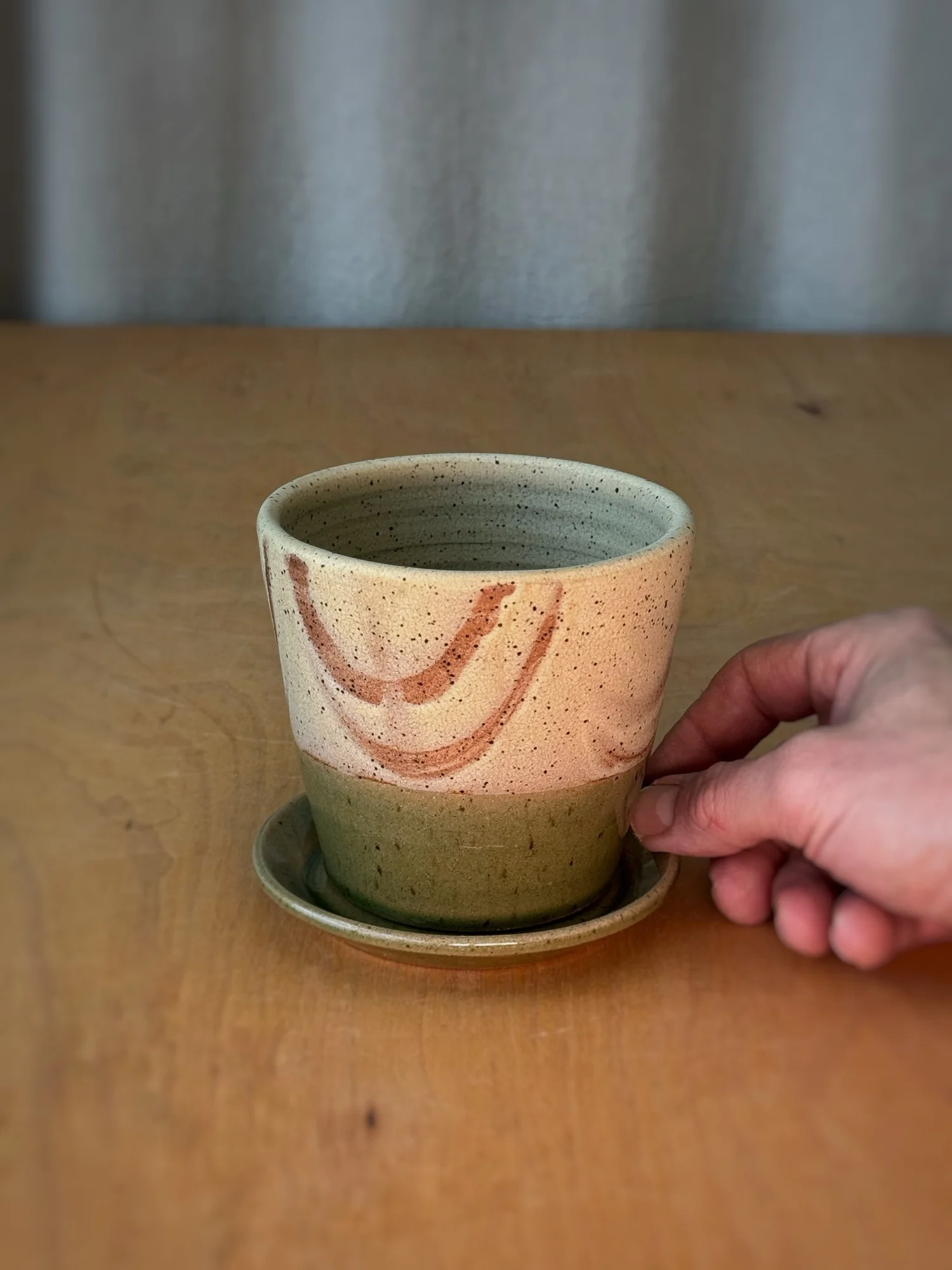 Planter - Speckled Cream + Green - Small