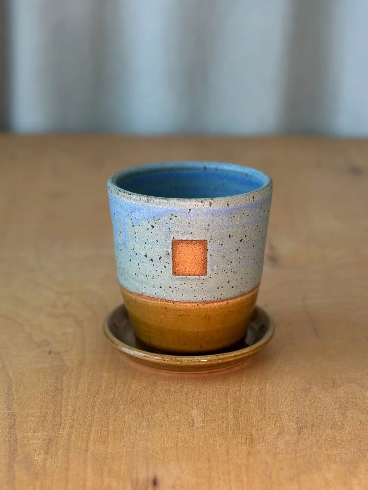 Planter - Denim Blue + Brown - Small