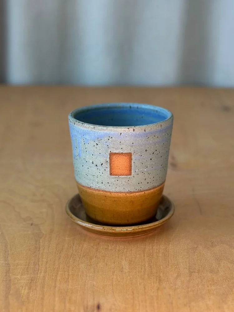 Planter - Denim Blue + Brown - Small