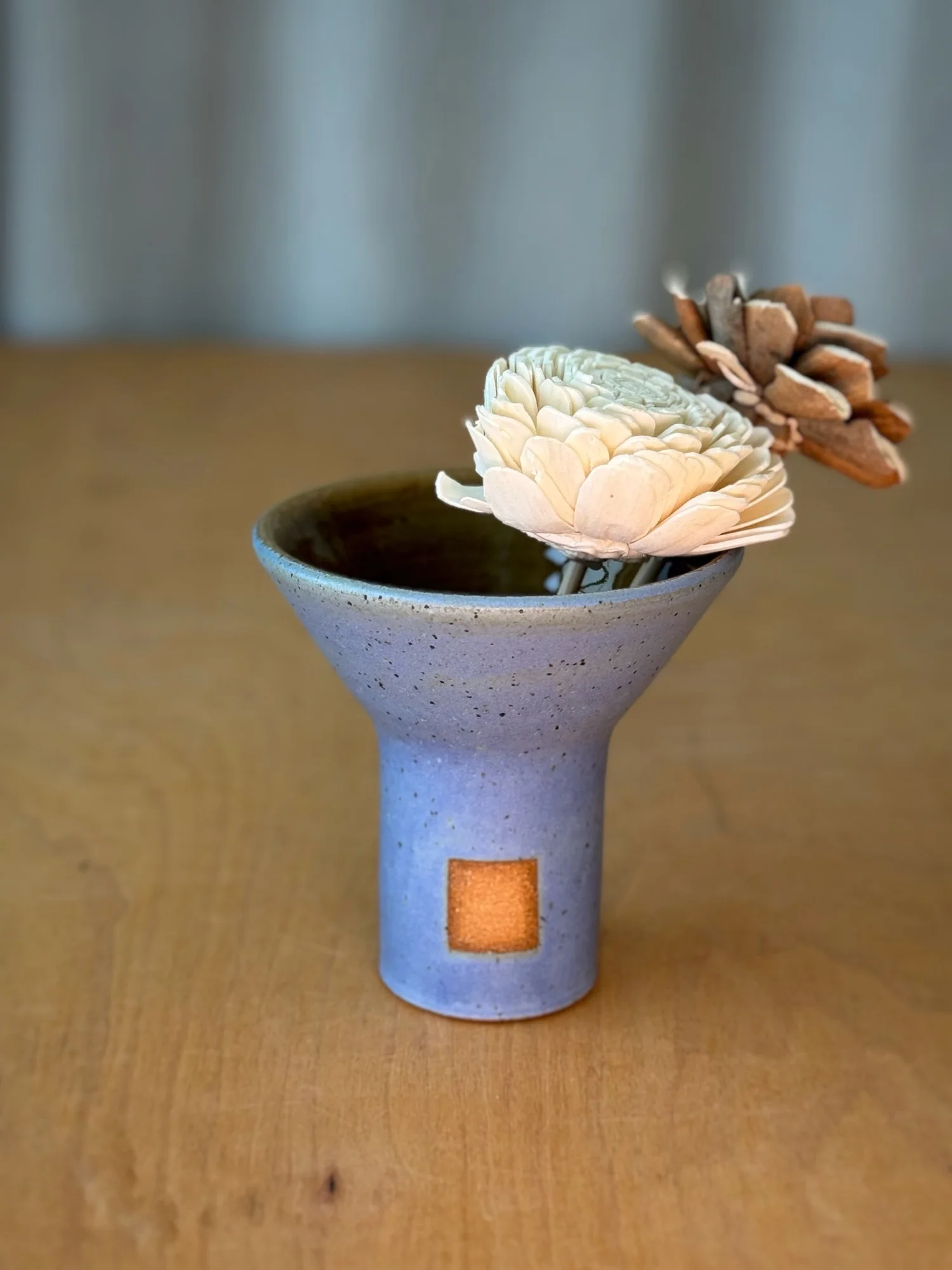 Vase - Denim Blue + Brown - Small