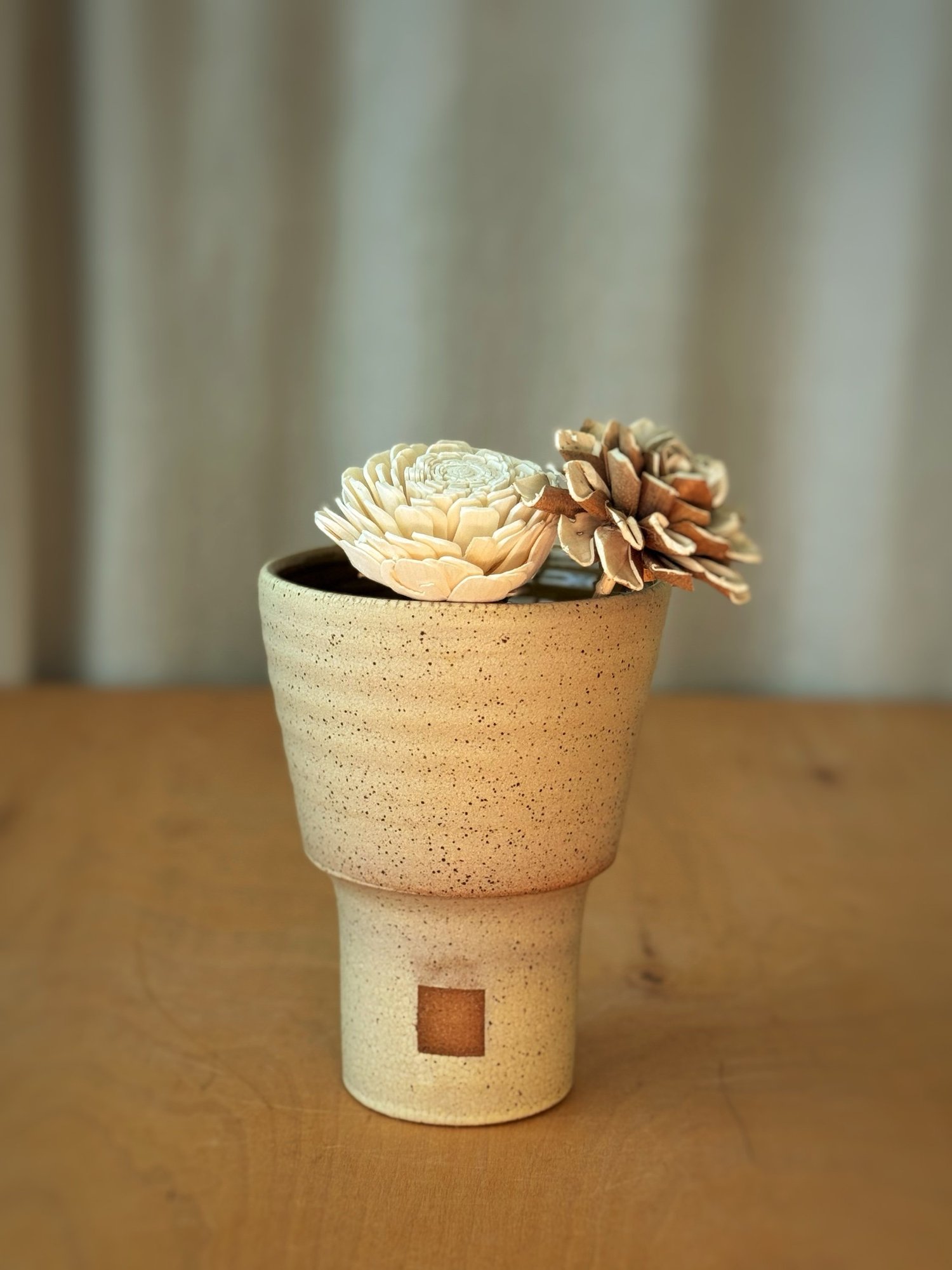 Vase - Speckled Cream + Brown - Medium