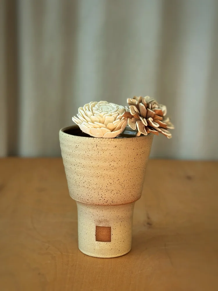 Vase - Speckled Cream + Brown - Medium