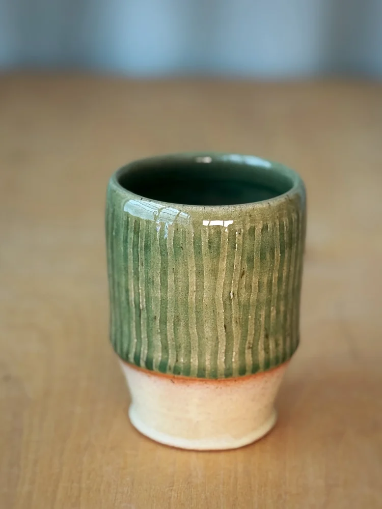 Cup - Speckled Cream + Green