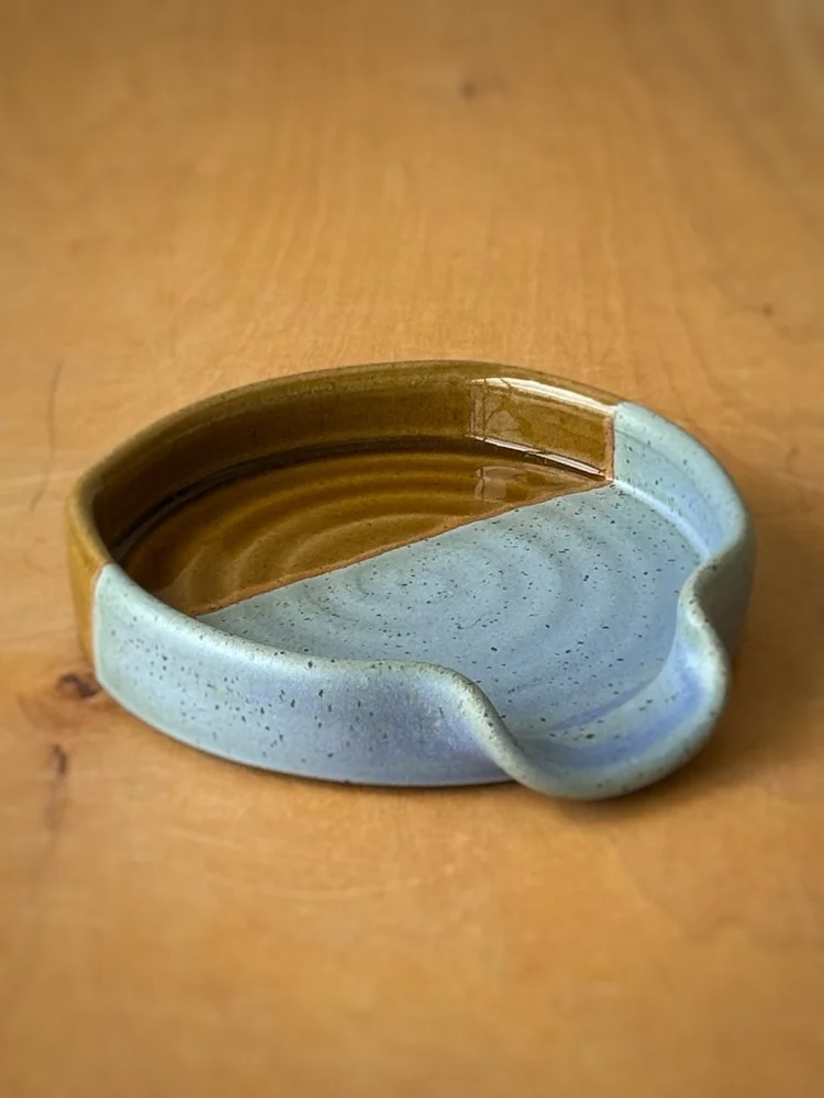 Spoon Rest - Denim Blue + Brown