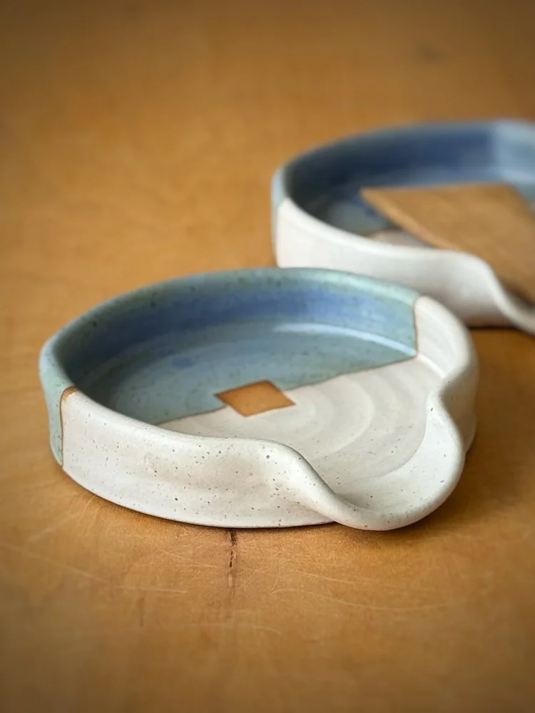 Spoon Rest - Denim Blue + White