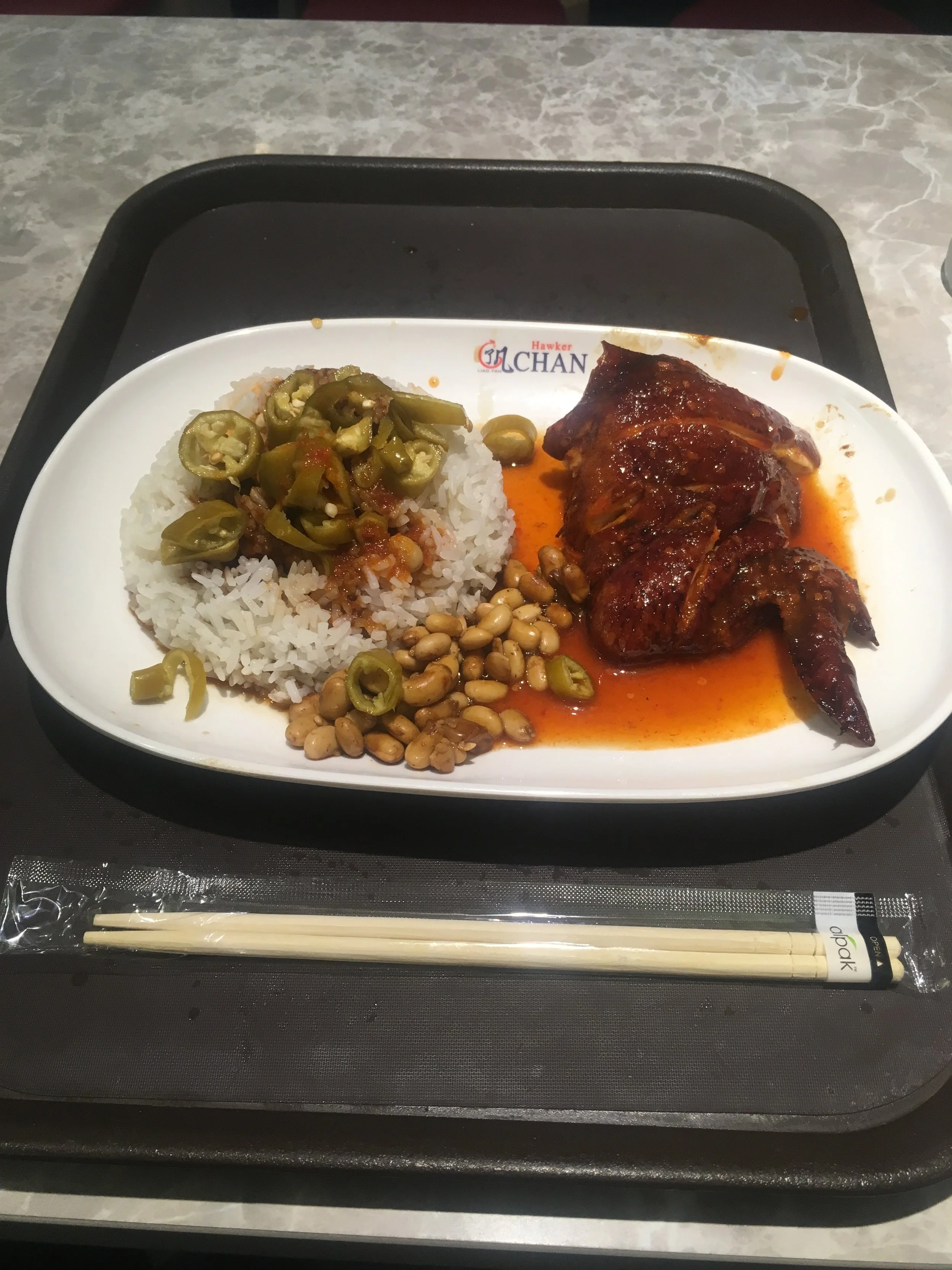   Chicken and rice from Liao Fan Hong Kong Soya Sauce Chicken Rice Noodle.  