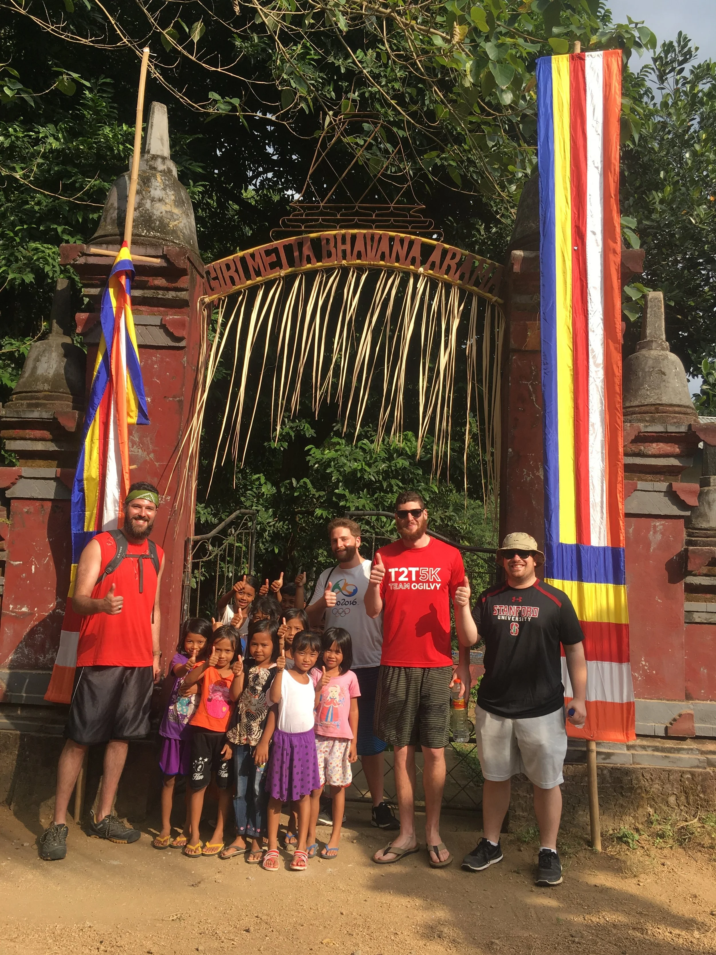   Outside of the monkey temple with various children of the village.   