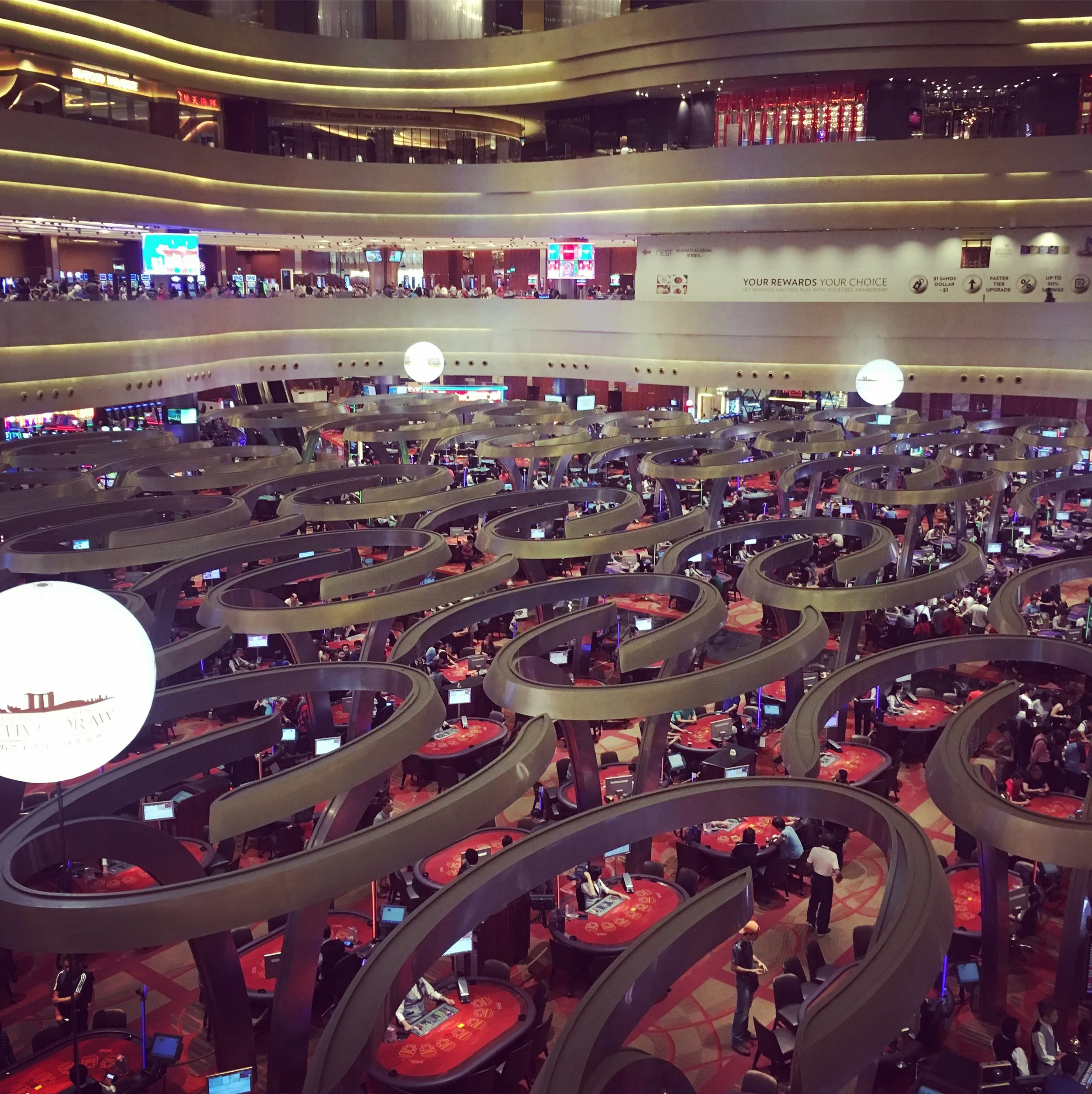   View from within the Marina Bay Sands Casino.  