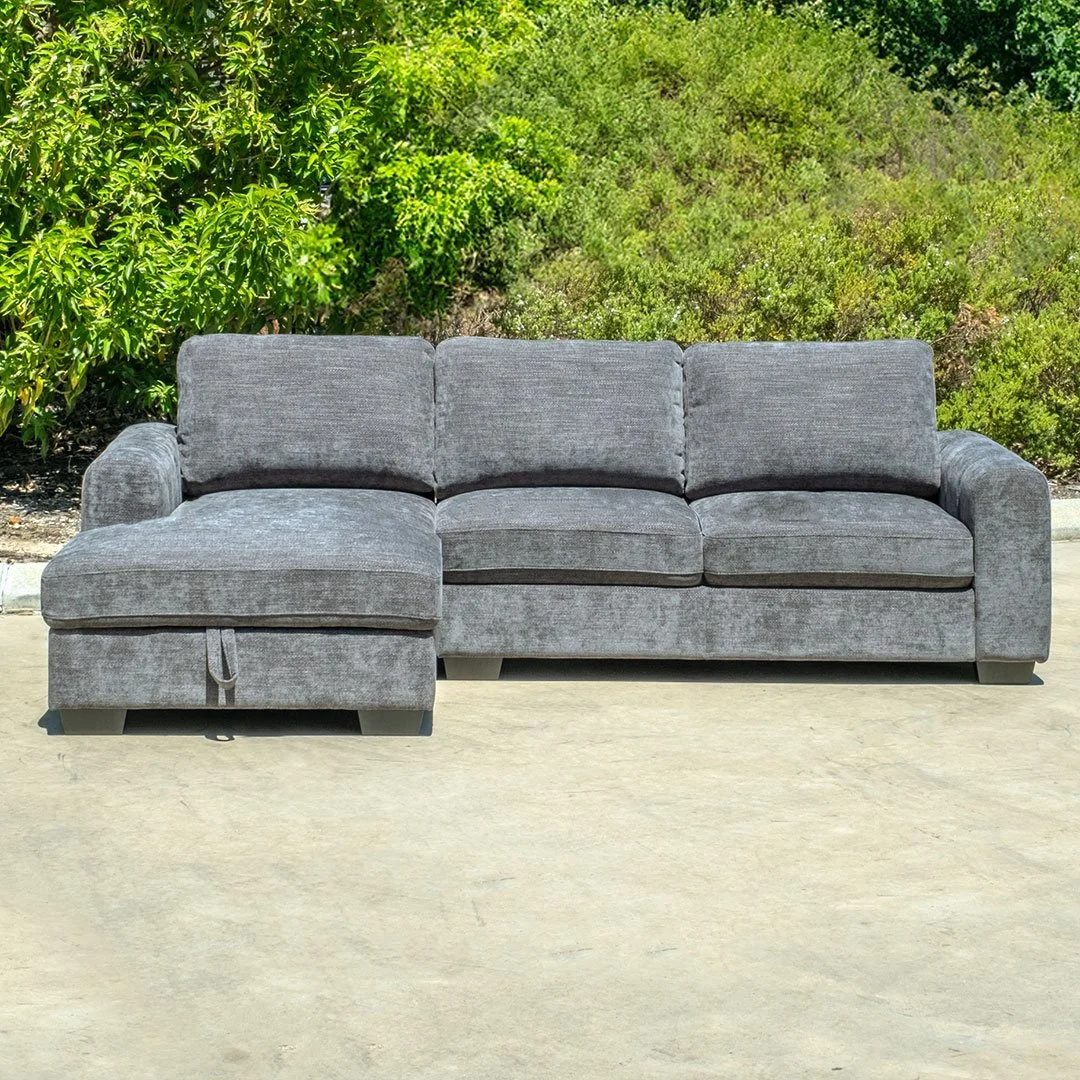 Weston Storage Chaise Midnight ( Dark Grey ) — PERTH FURNITURE WAREHOUSE