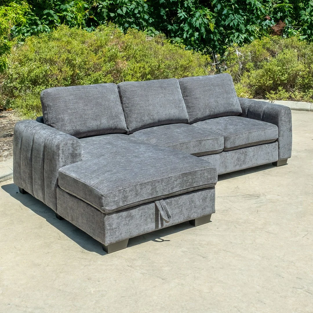 Weston Storage Chaise Midnight ( Dark Grey ) — PERTH FURNITURE WAREHOUSE