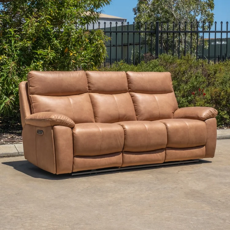 Redgate Seater Triple Motor Electric Recliner Tan — PERTH