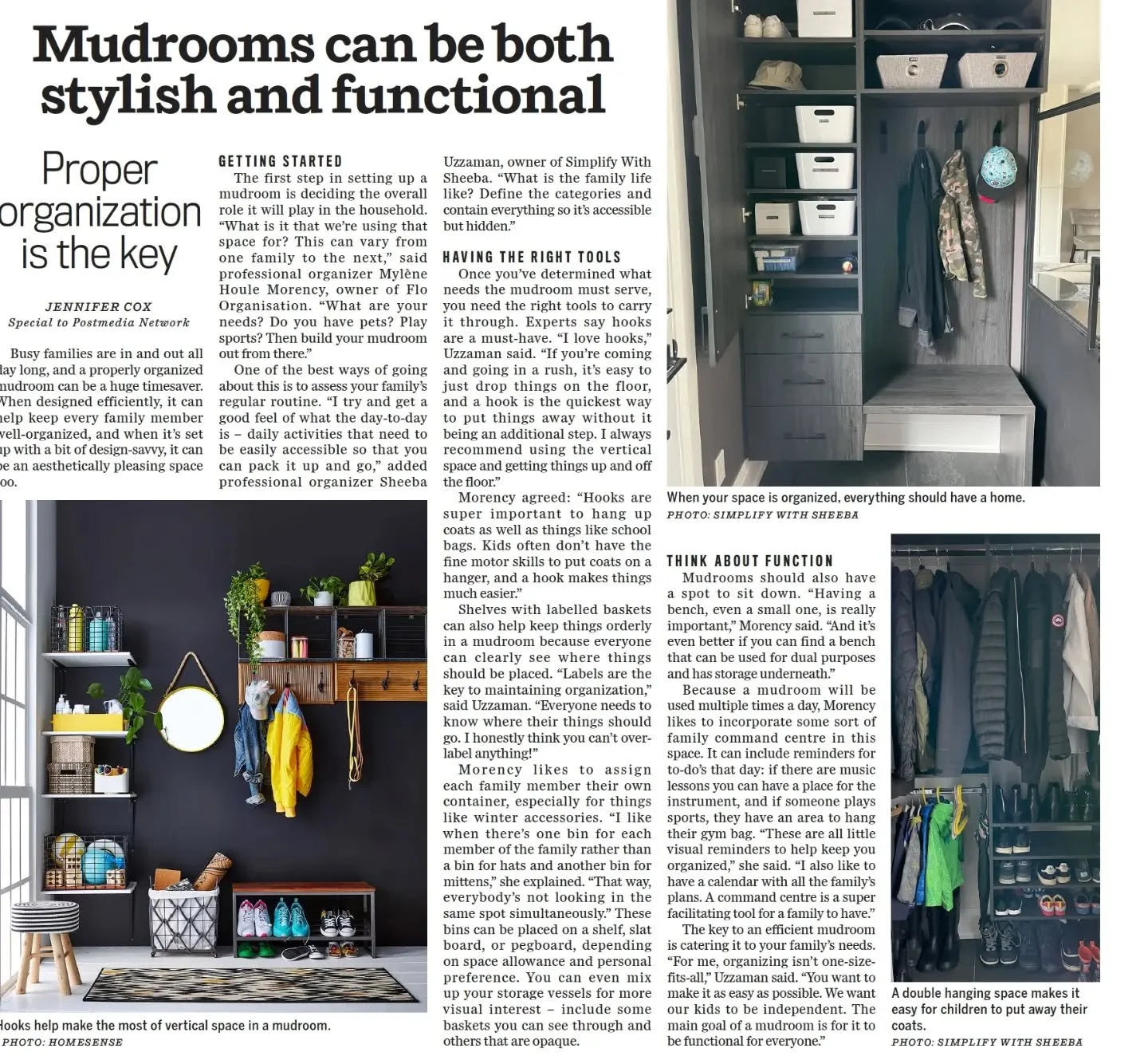 Throwback to when my mudroom organizing photos and quotes got published in the @montrealgazette