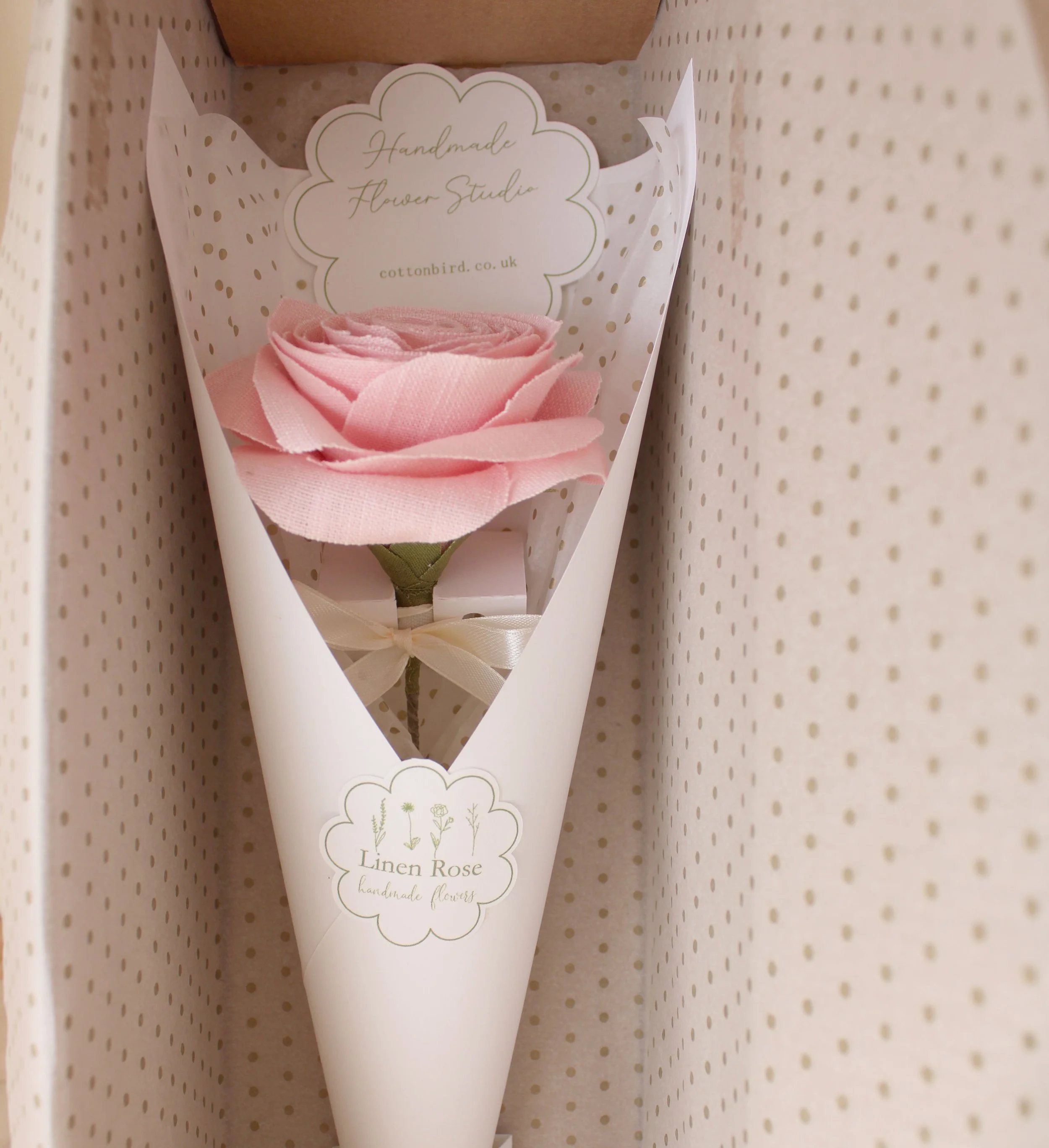 Vintage Pink Linen Rose 4th Wedding Anniversary Flower, Gift Wrap included