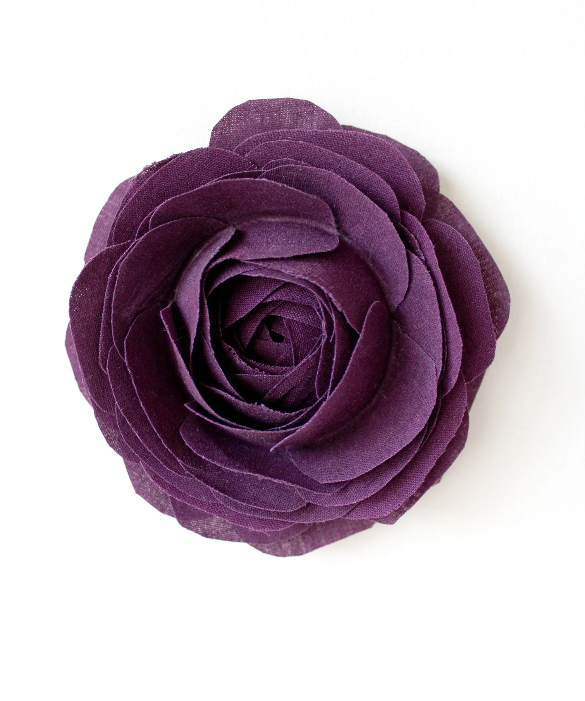 Wall Art, 3D Fabric Flower Sculpture, Plum Textile Rose, Gallery Wall, Botanical, Florals