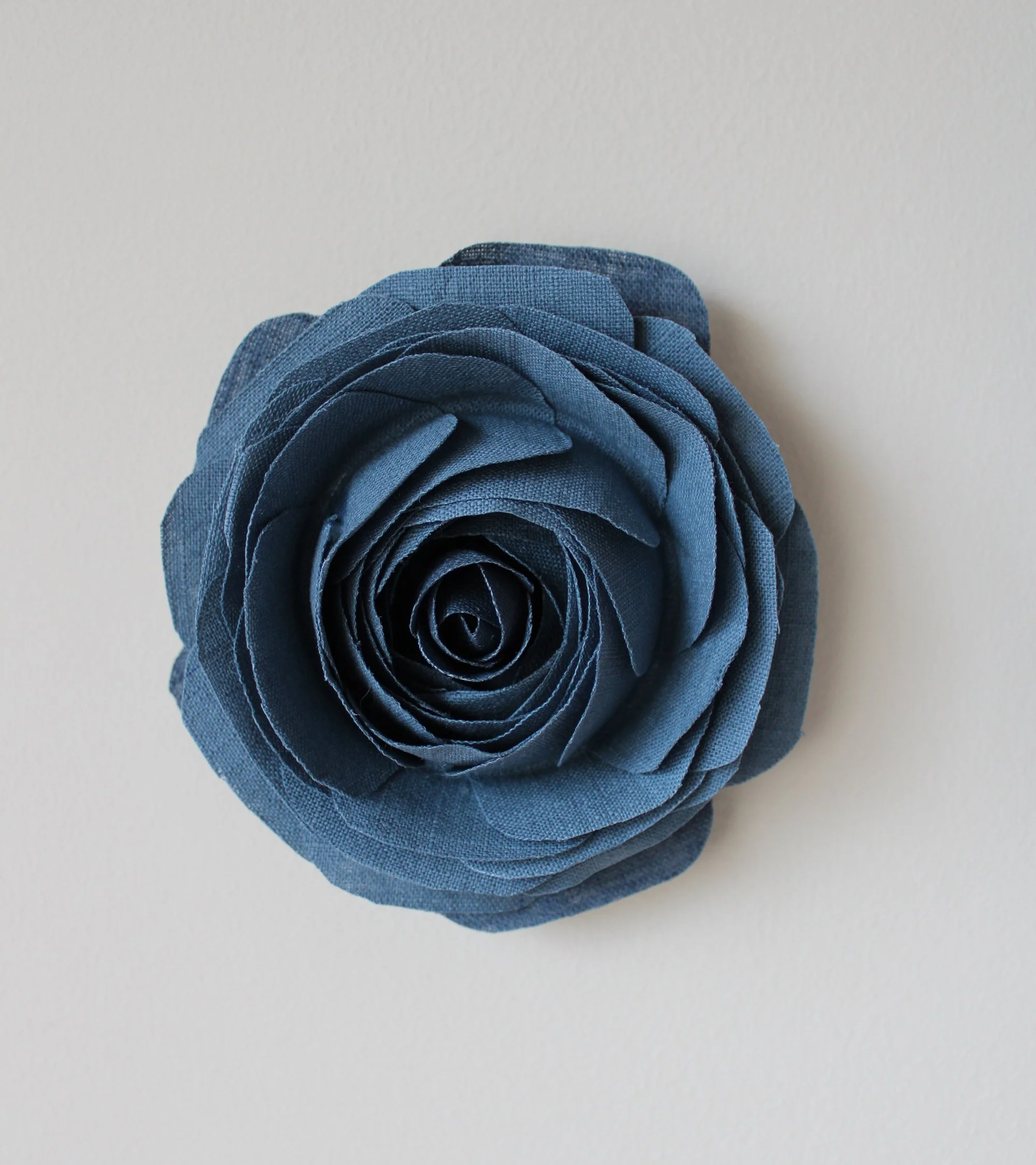 Wall Art, 3D Fabric Flower Sculpture, Midnight Blue Textile Rose. Ready to display on Gallery Wall, Botanical, Florals