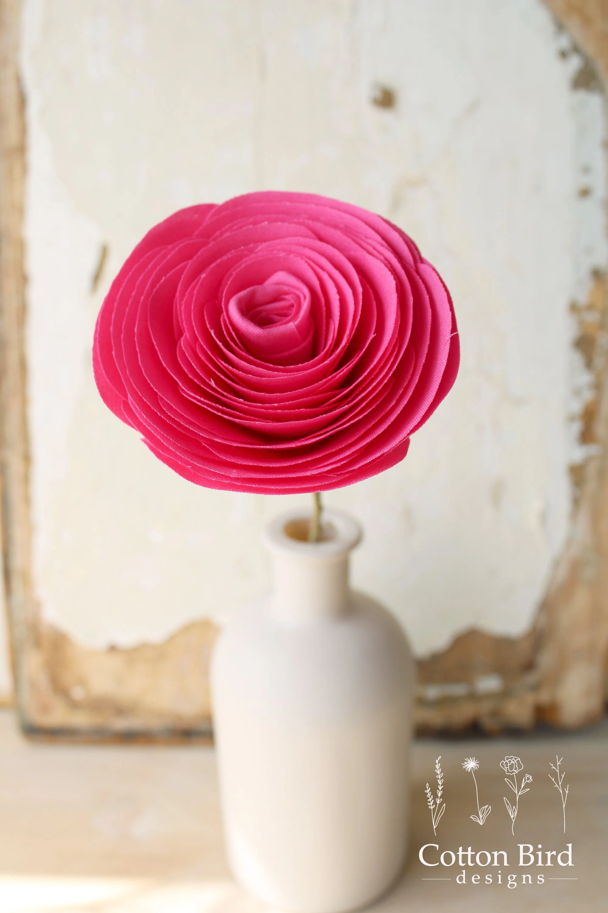 Magenta Pink Cotton Rose 2nd Wedding Anniversary Gift