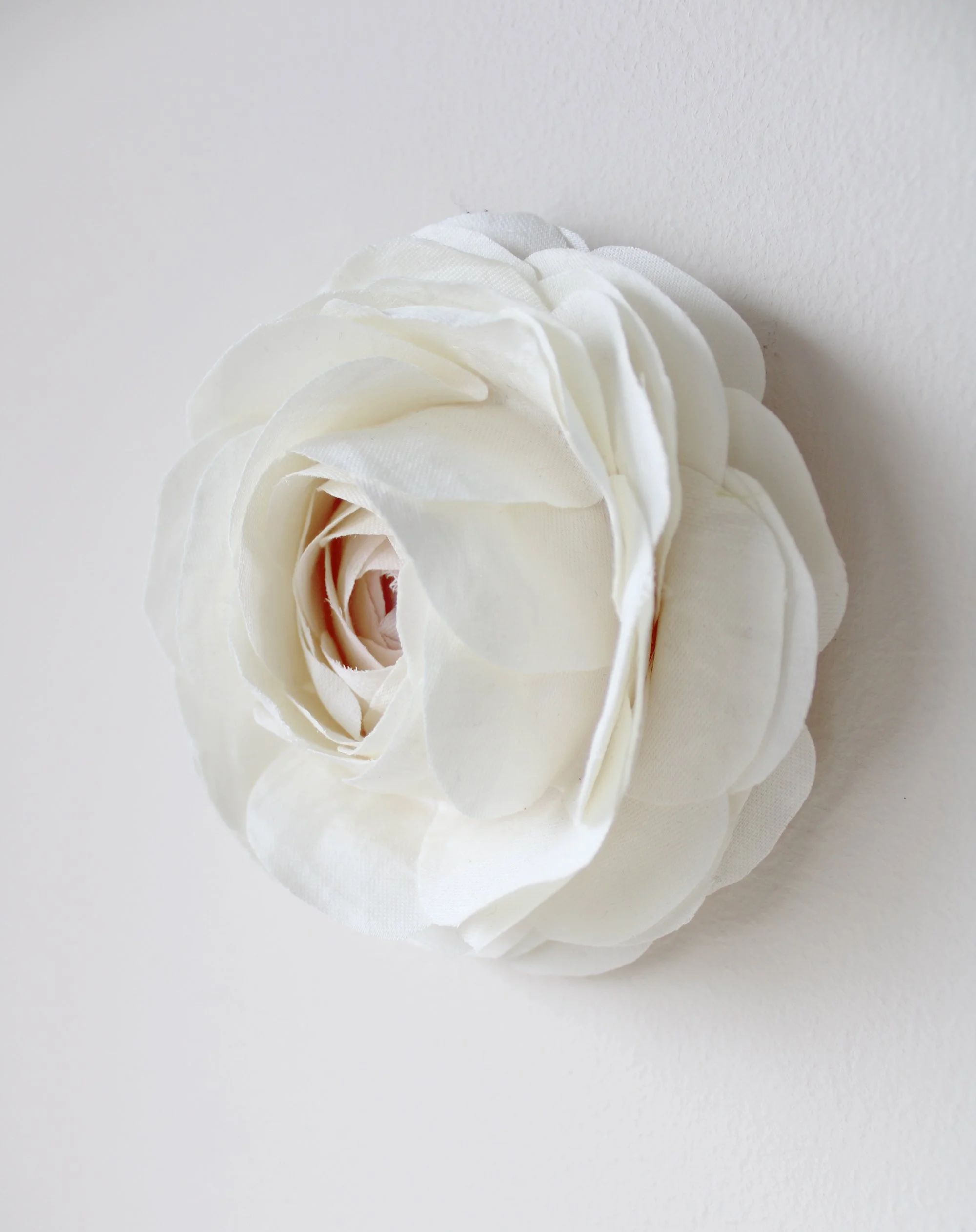Wall Art, 3D Fabric Flower Sculpture, Cream Textile Rose. Ready to display on Gallery Wall, Botanical, Florals