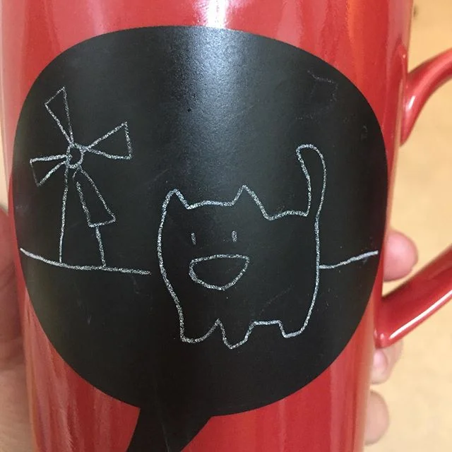 I don&rsquo;t know the significance of the windmill, but upon prying my sleeping eyes open, the sight of it made me content. .
.
.
#cat #comics #catsofinstagram #coffee #chalk #illustration #artistsoninstagram #windmills