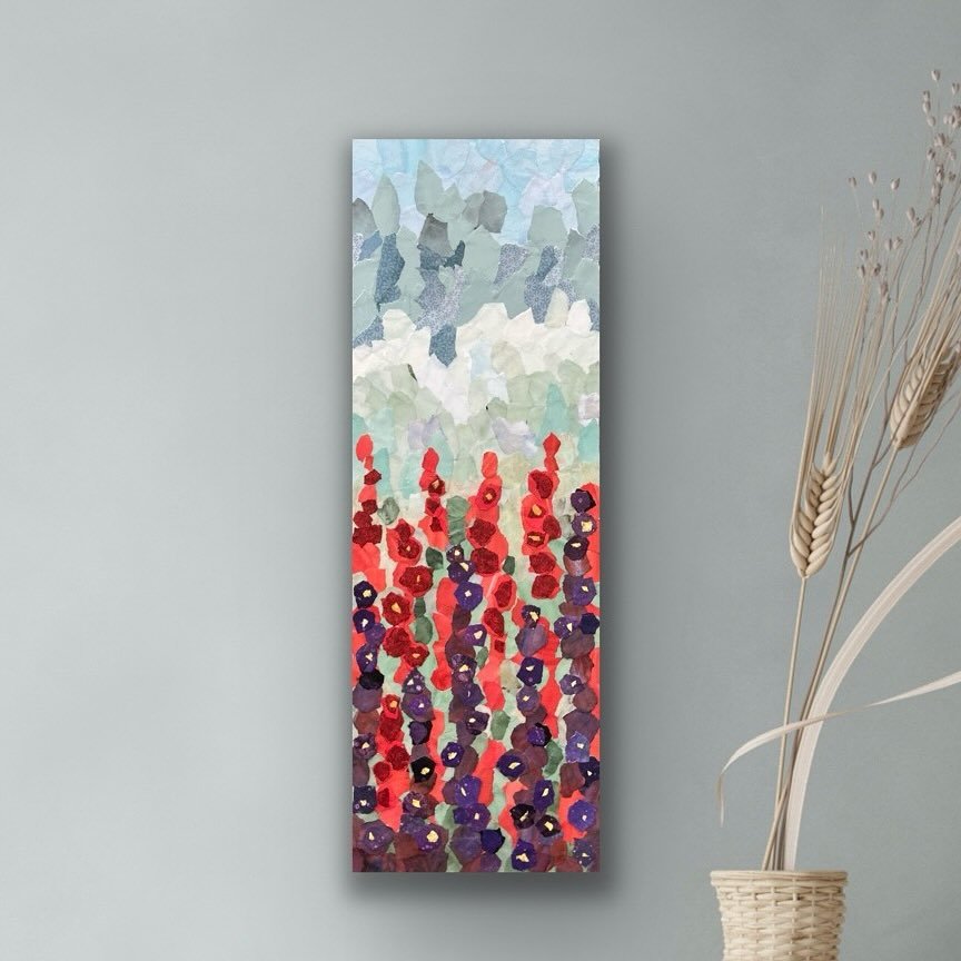 New work!

&copy;Shara Oliman, Hollyhock Spires. Paper on cradled board. Details: 18&rdquo;x 6&rdquo;x 2&rdquo;.