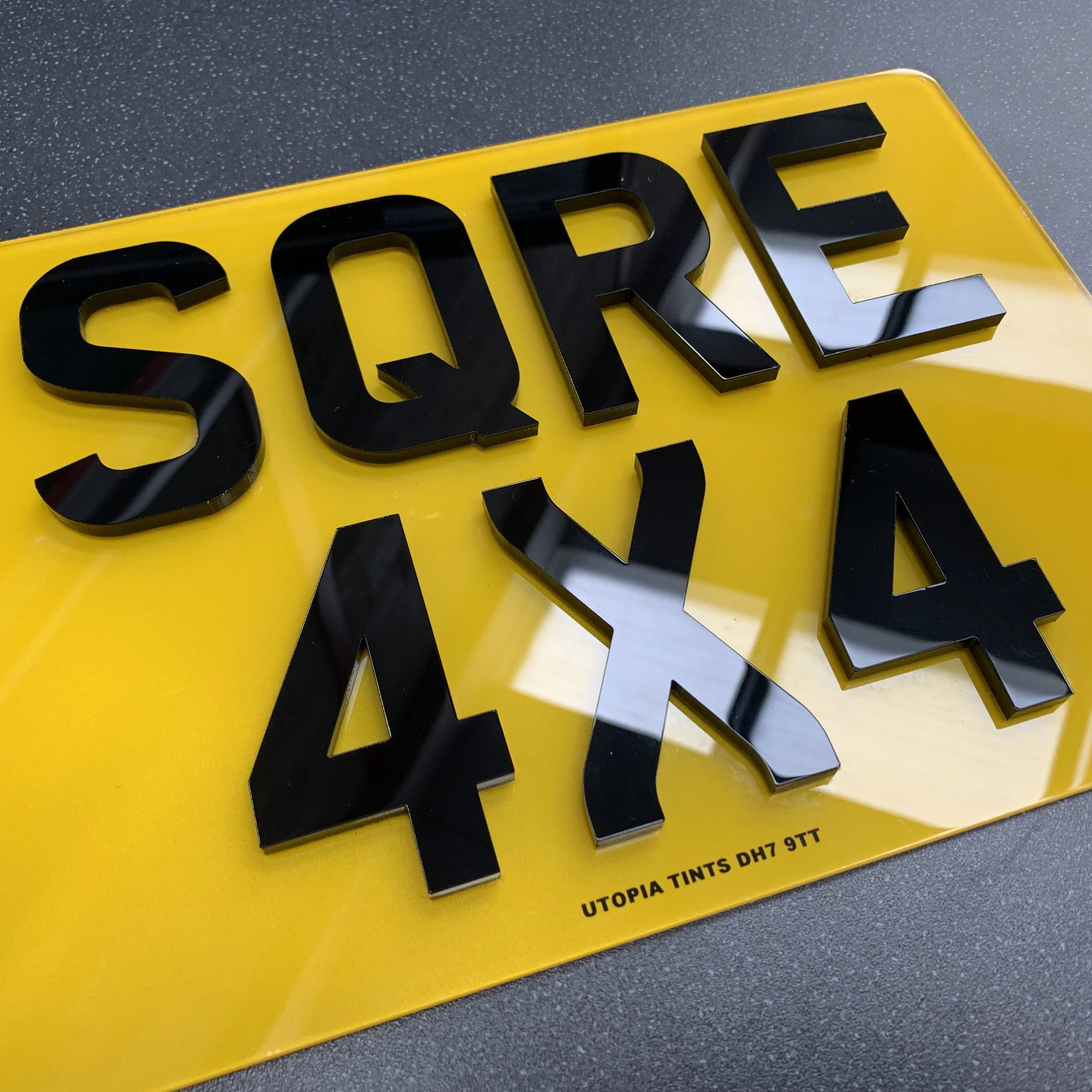 4x4 Square Number Plates For Land Rover Defender etc. — Utopia Plates 4D Laser Cut Number