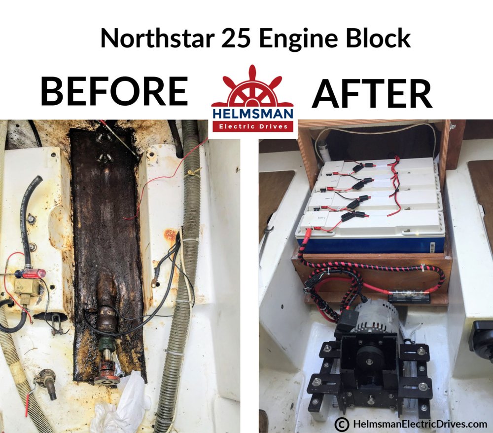 Electric Motor Conversion Electric Motor Installation On A Northstar 25 In Tennessee Helmsman Electric Boat Motors Drives Abyc Installers