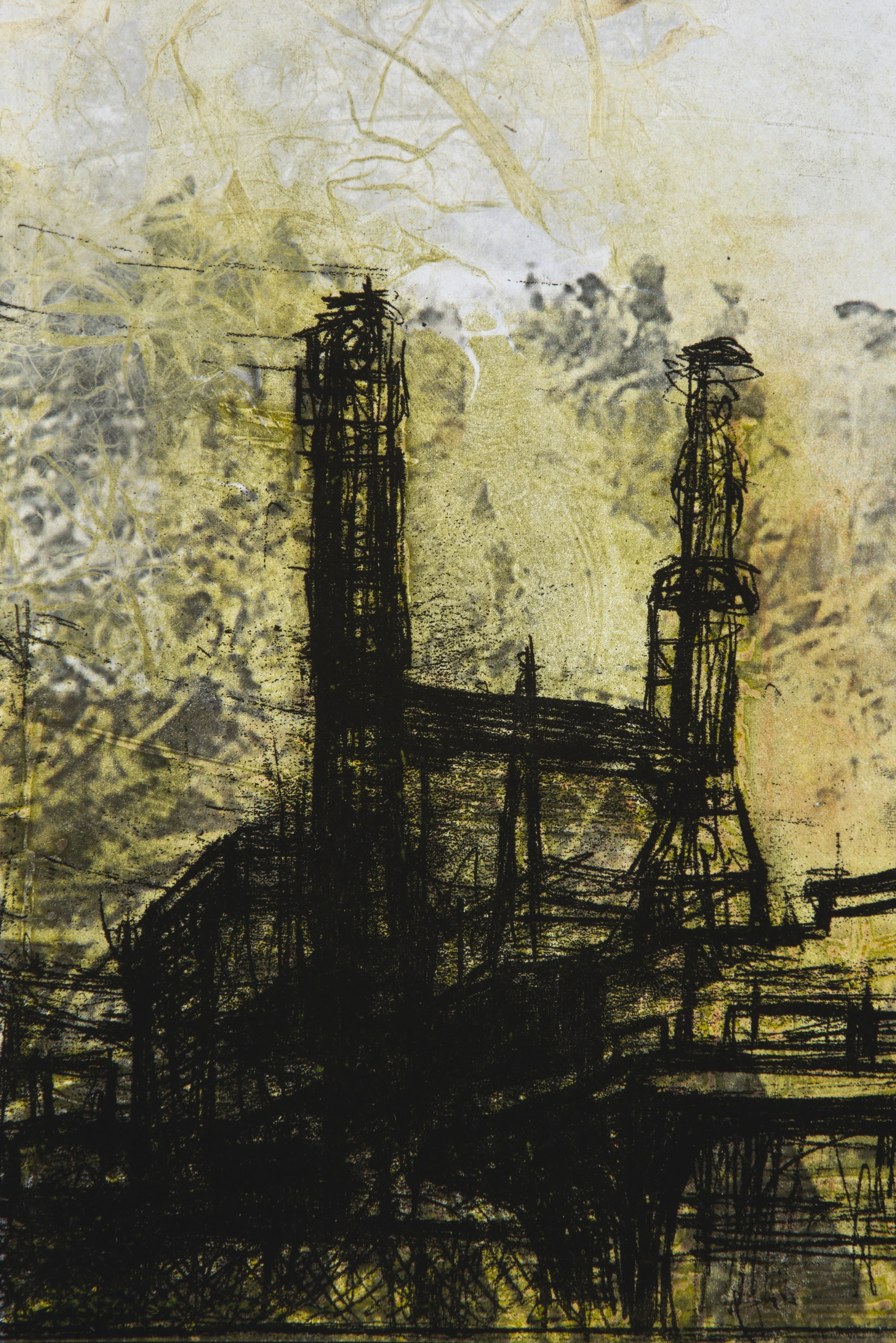 Pu’unene #21 Solarplate Etching w/ Chine Colle (30x22”)
