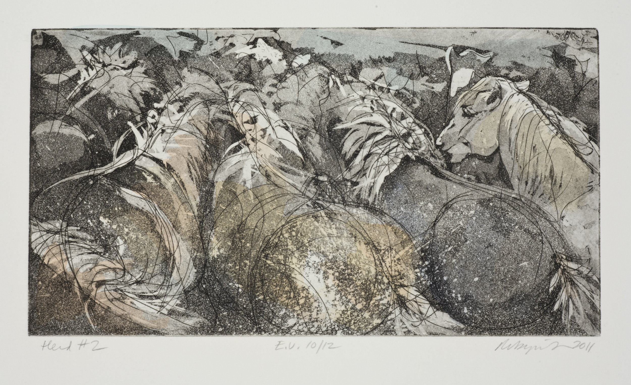 Herd #2 Etching/Aquatint (6x9”)