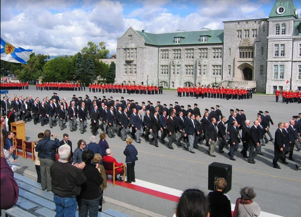 RMC Reunion 25th On Parade with Cadets in Scarlets.JPG