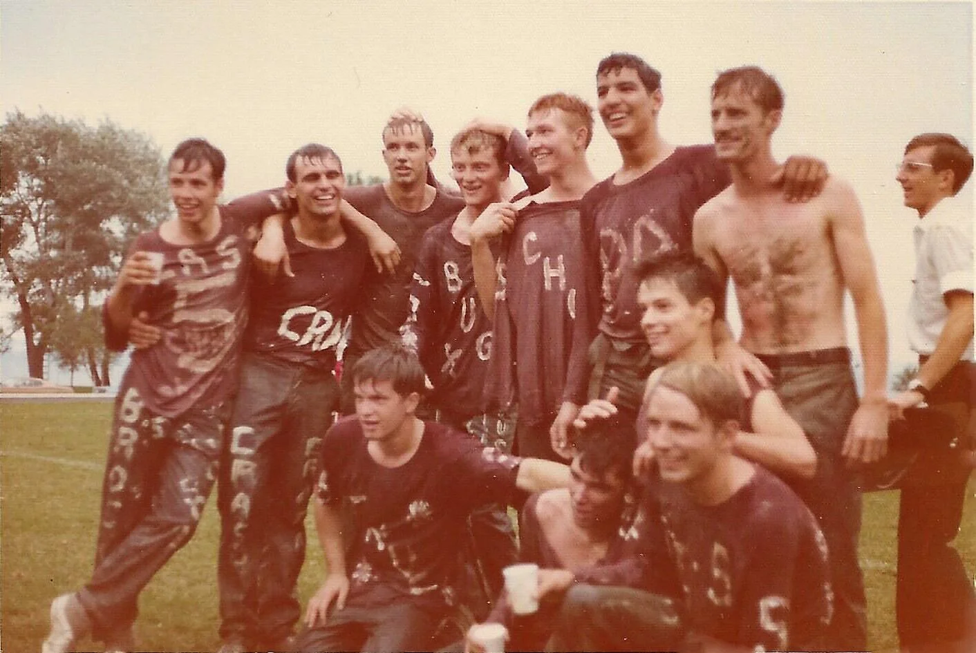doug, on the right, after completing the obstacle course looking very happy and relieved like the rest of the n flight guys