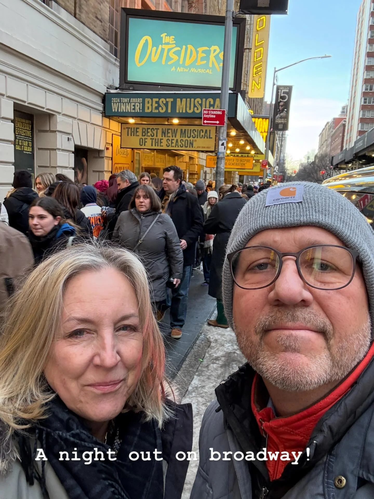 In the city with my man for a matinee and dinner this chilly Saturday. The @outsidersmusical truly delivers a powerful experience.  Follow with dinner at the newly opened @bigblueseafoodandgrill that was the perfect finish to the night. We will be ba