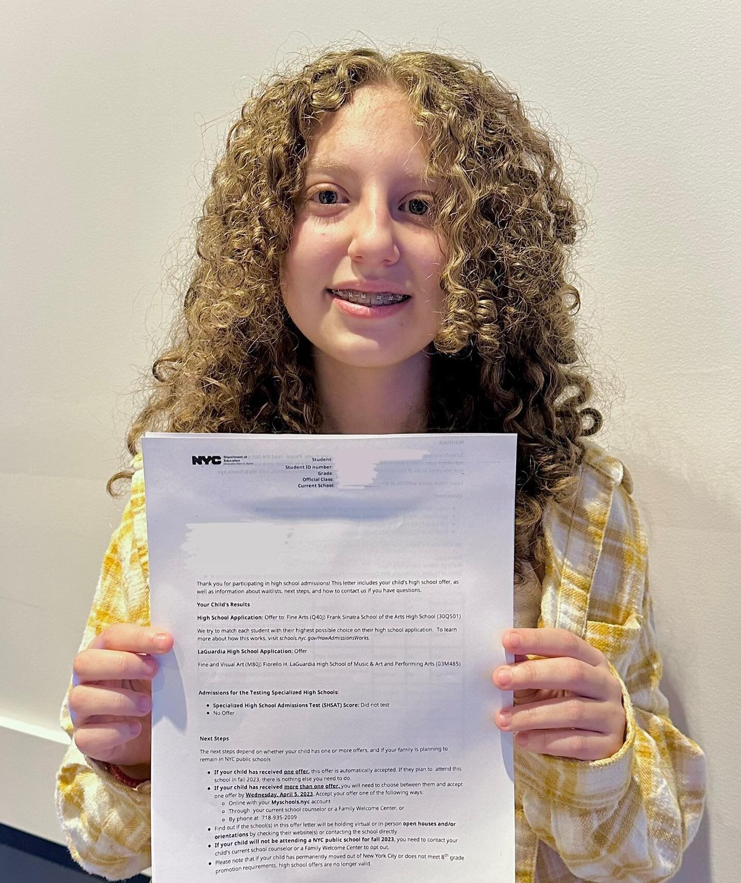 Congratulations Aly for getting into both of her top art high schools! Aly was part of our portfolio prep here at Sanidas Academy and worked as hard as possible. She was accepted to both Fiorello H. LaGuardia and Frank Sinatra! 🎨🎉 Stay tuned for he