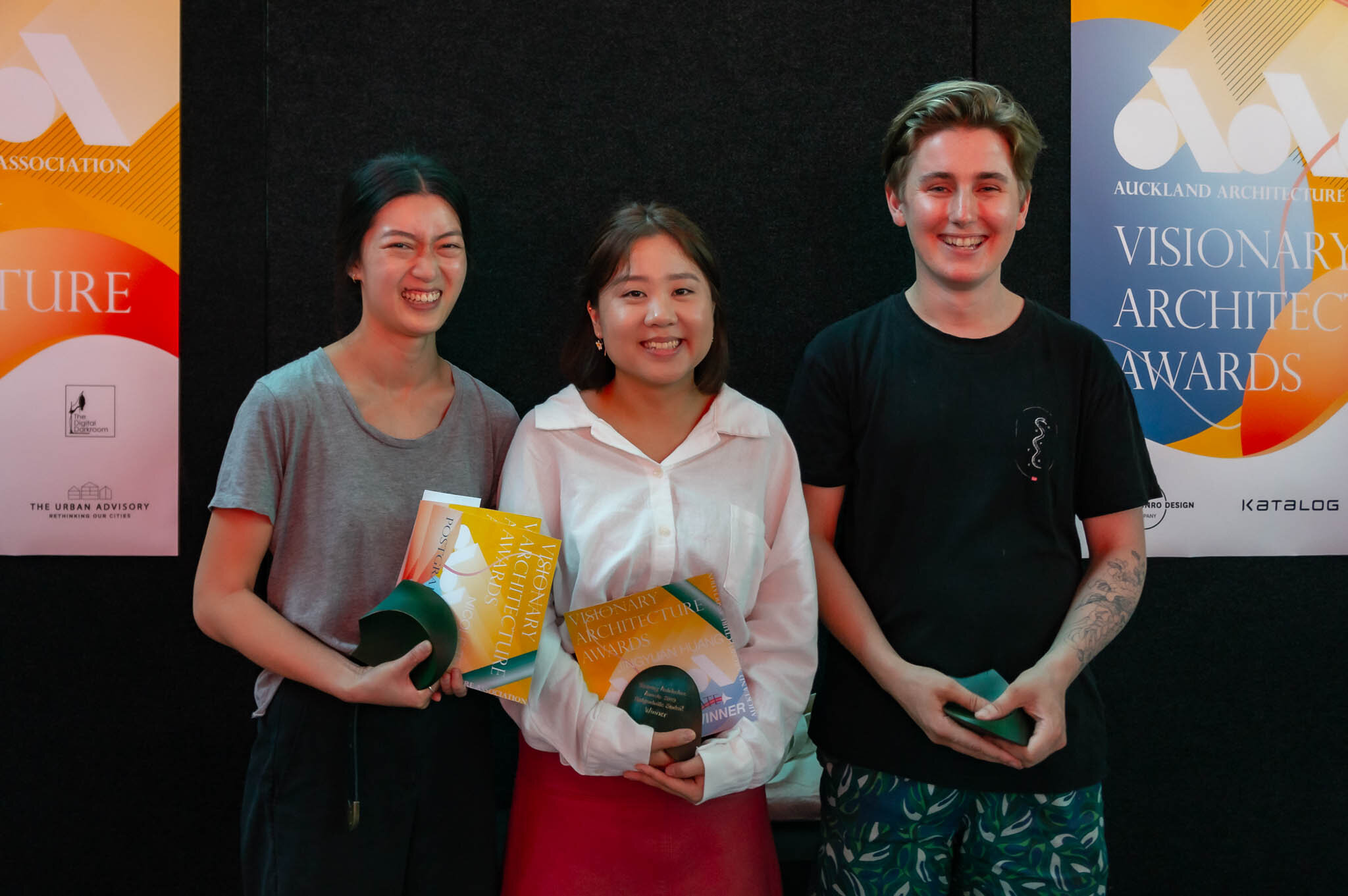  Category Winners, L to R: Nicole Teh (PG, Supreme), Jingyuan Huang (UG), William King (WIP) Absent: Dan Castro (Conceptual) 