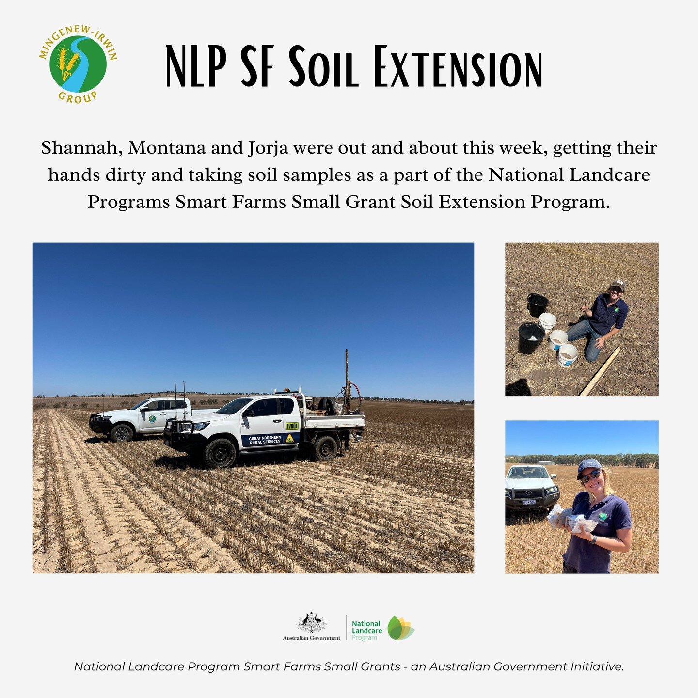 🌱🌱PROJECT UPDATE🌱🌱

This week, the MIG team were out and about, taking soil samples and Predicta B samples across the region as a part of the National Landcare Program's Soil Extension Project. 

This project aims to promote the benefits of incre