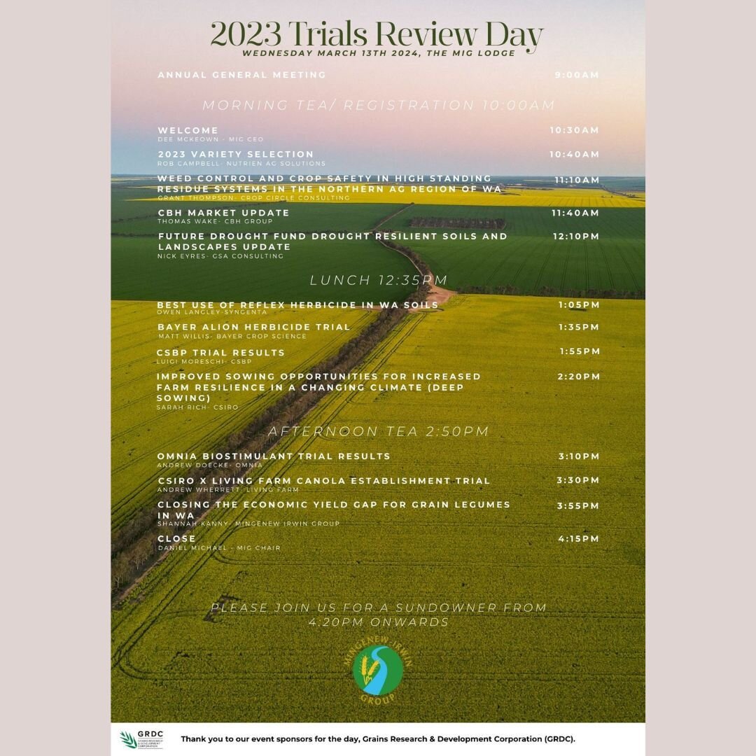 🌱Have you got your tickets to the MIG 2023 Trials Review Day?🌱

Click on the link below to secure your spot!
https://www.eventbrite.com.au/e/816124920607?aff=oddtdtcreator