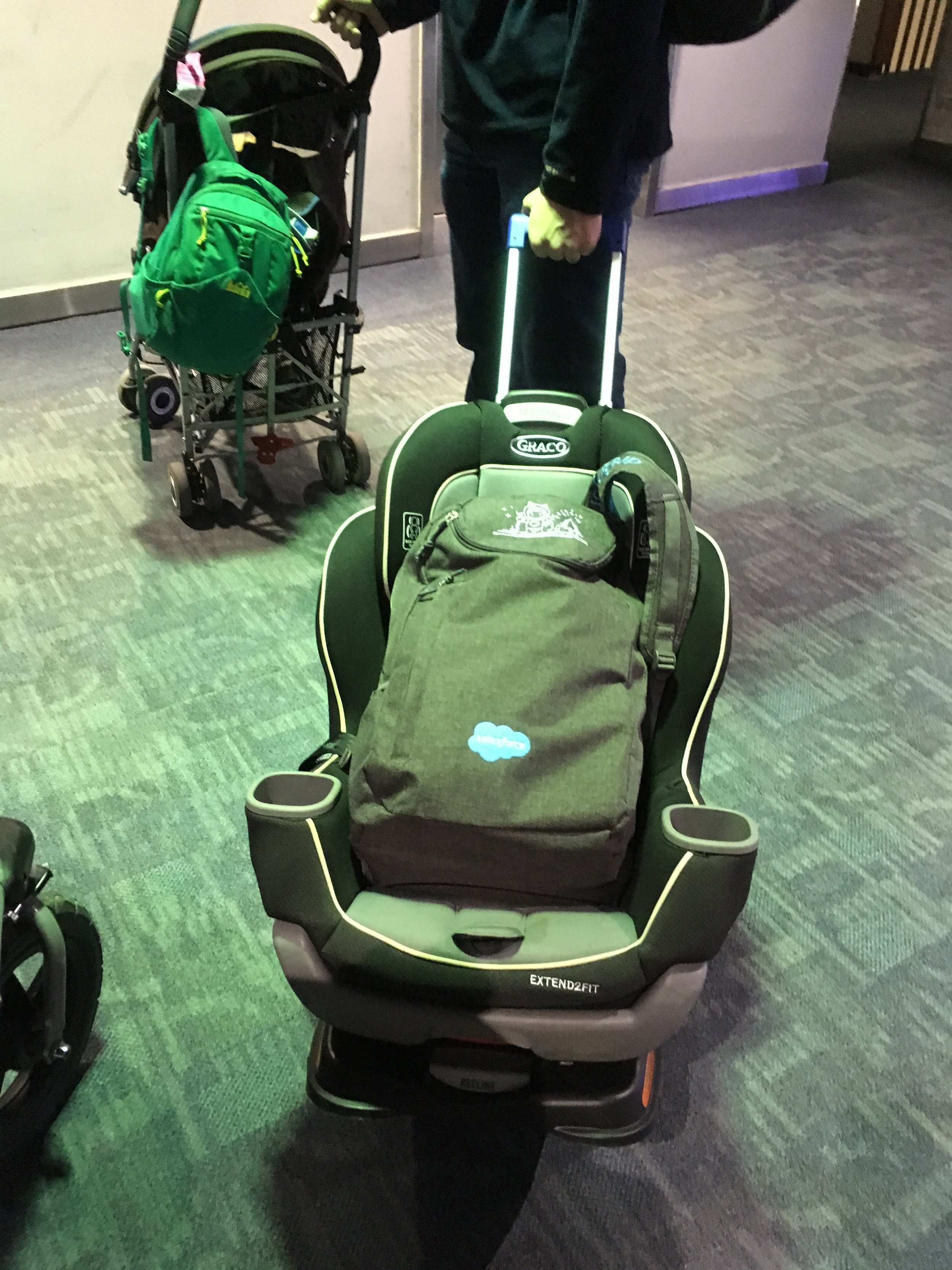 checking car seat and stroller at airport