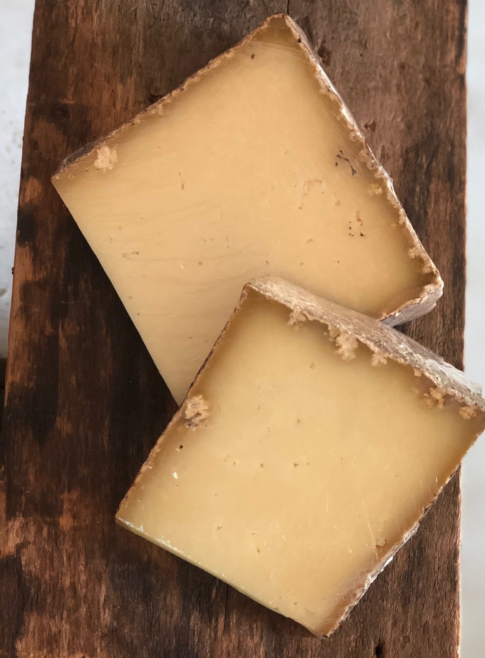 Grey Ghost , a French alpine style raw milk cheese, aged for 3-6 months in our cheese cave Limited availability year round