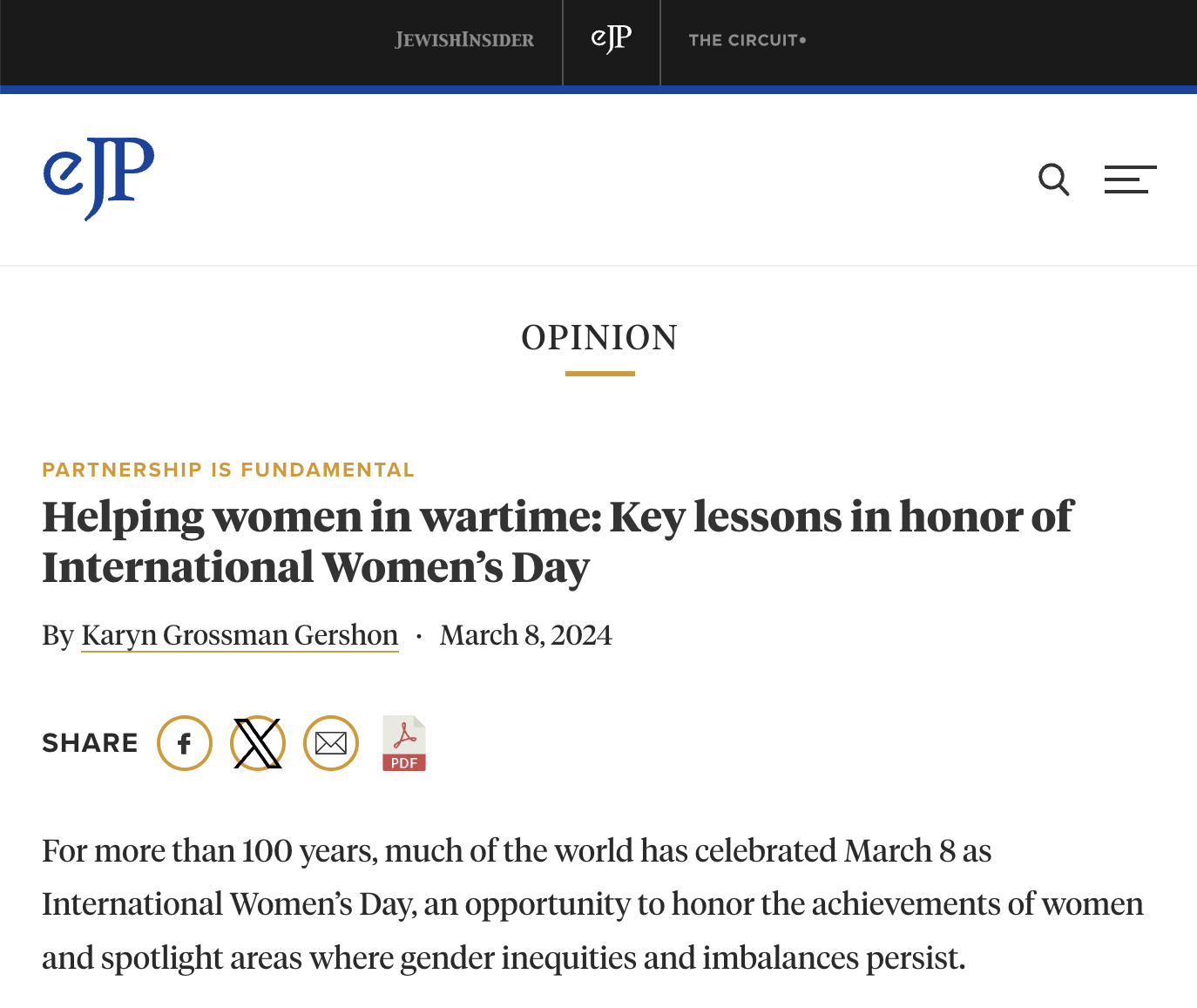 Project Kesher Published on the Impact of War on Women