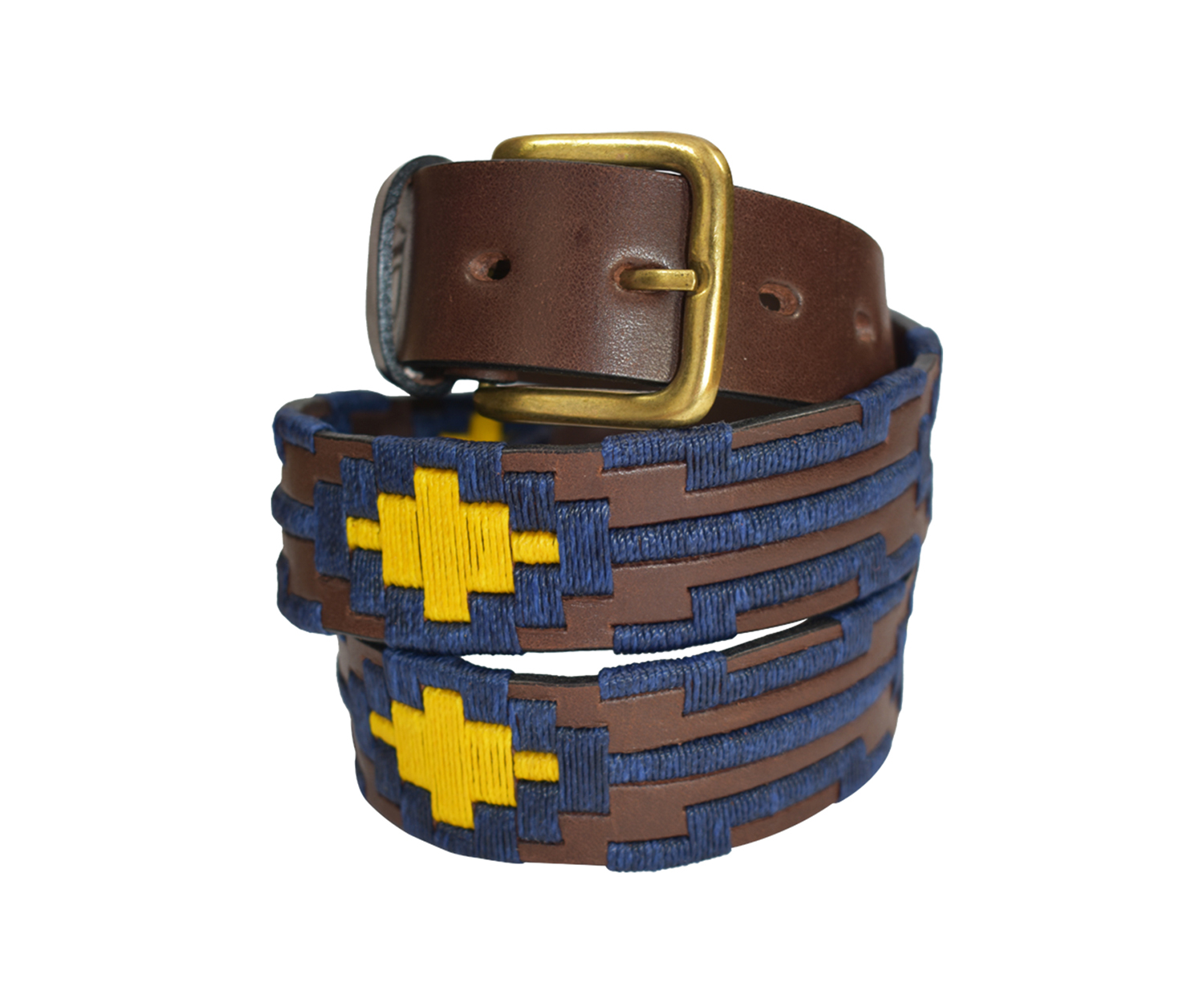 Blue and yellow polo belt