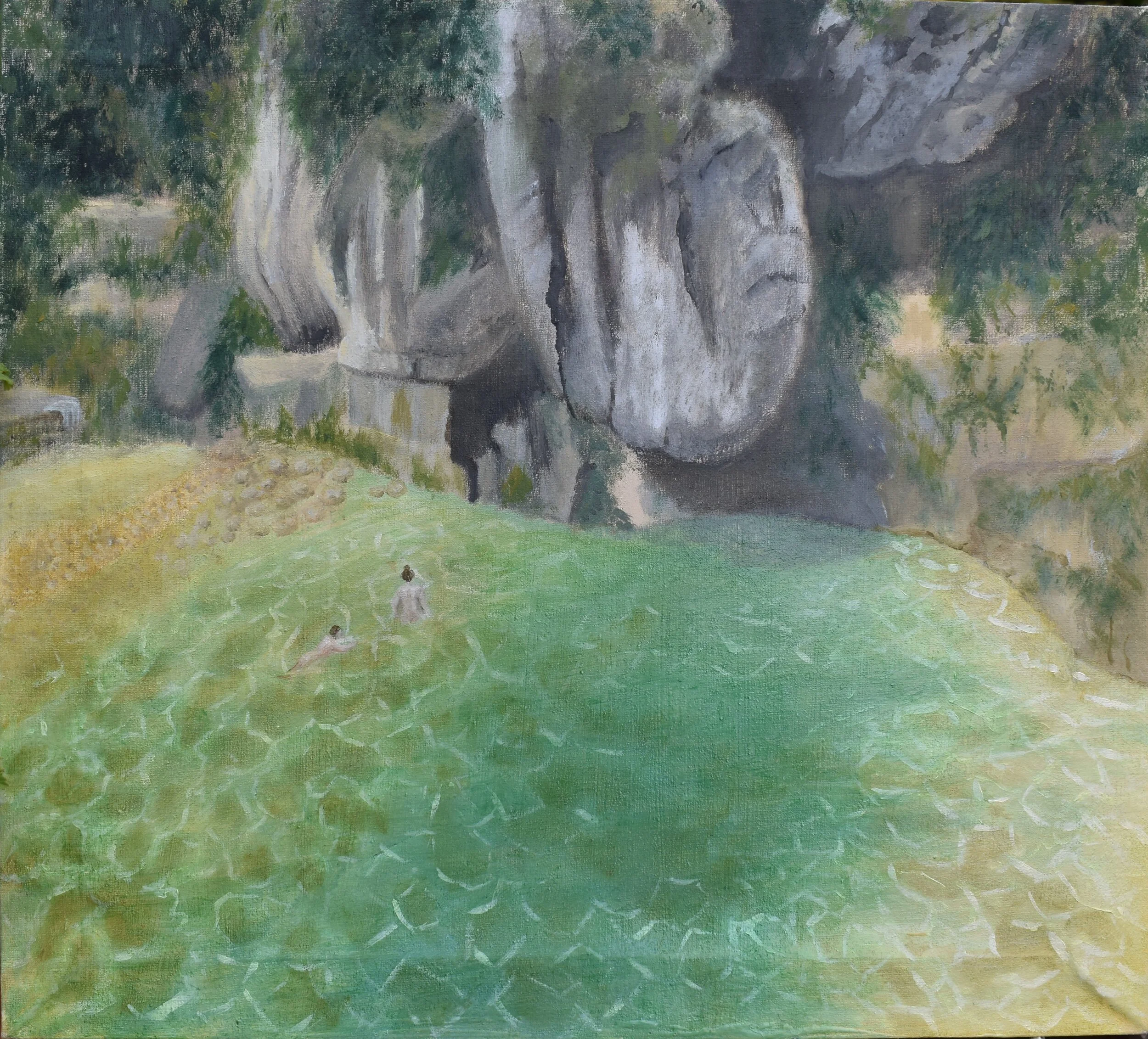 Bathers in River Siurana, Catalonia