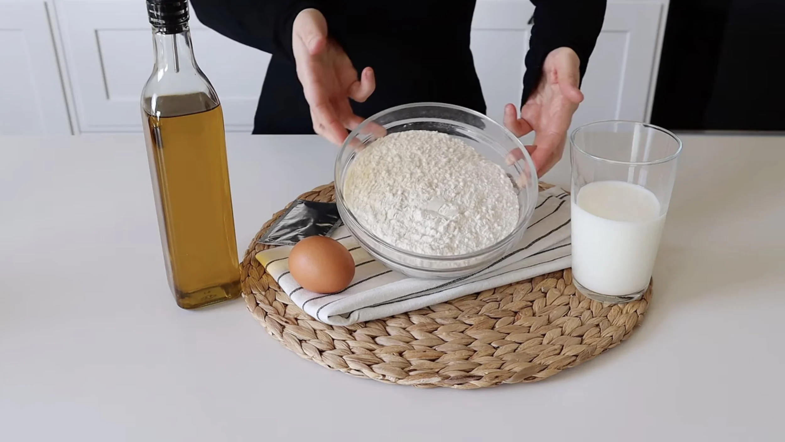 The ingredients for the enriched bread rolls