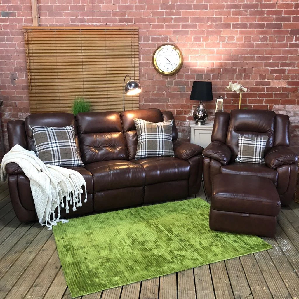 La-zy-boy Chocolate Brown Genuine Leather | 3 + 1 + 1 Sofa Set