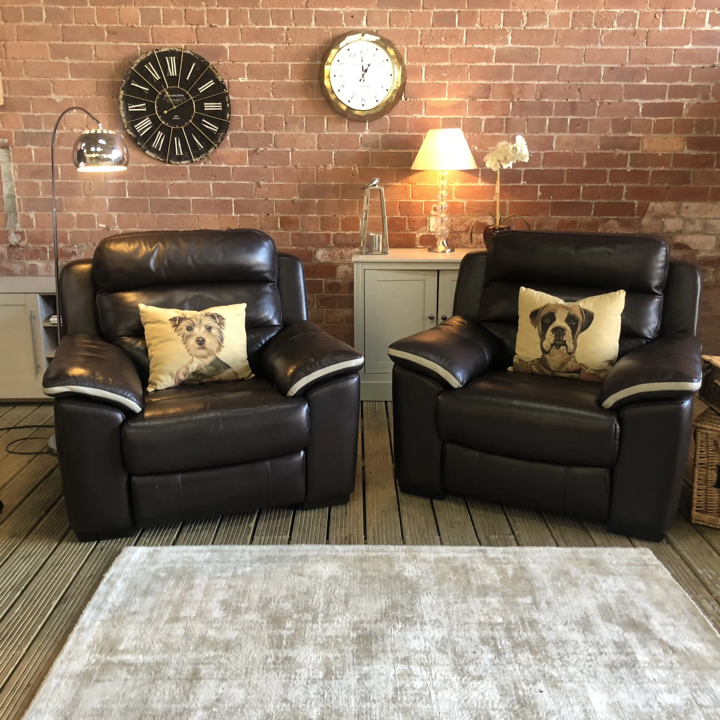 Harveys Leather Electric Recliners | Set of 2